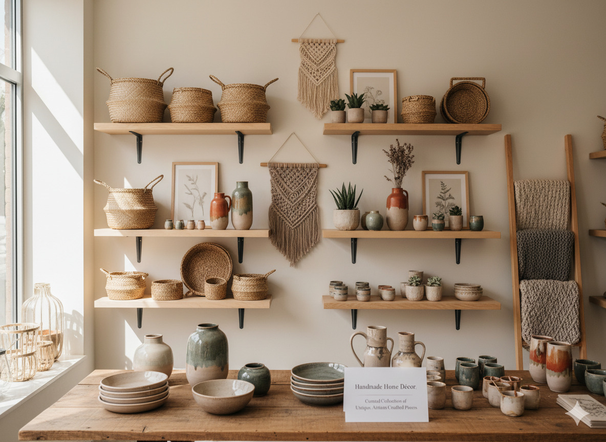 Handmade home décor collection display