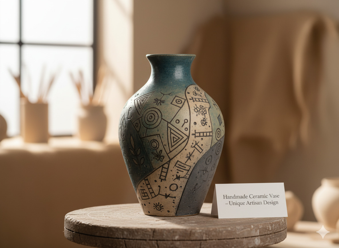 Handmade ceramic vase with unique design