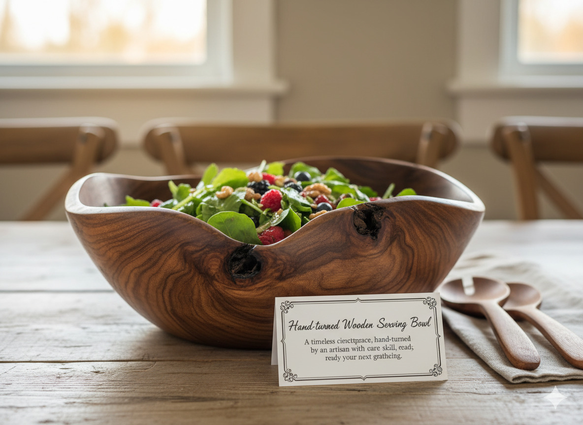 Hand-turned wooden serving bowl